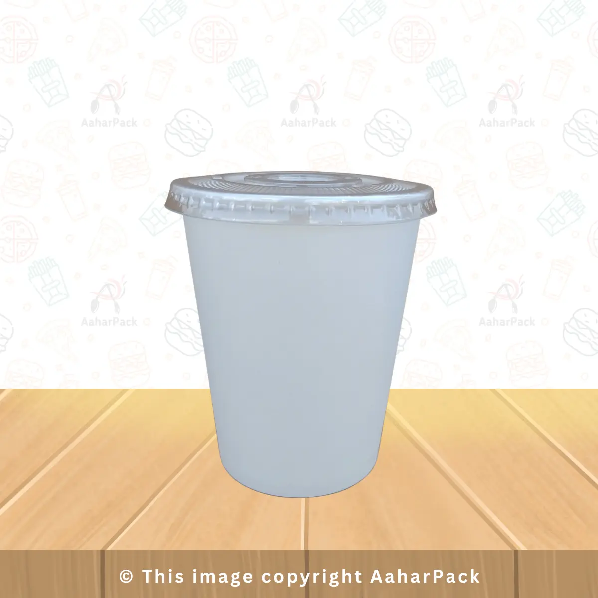 250 ML (8OZ) Single Wall White Paper Cup With Plastic Flat Lid  Pack Of 1000